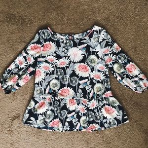 Lauren Conrad Floral Print Peplum Blouse